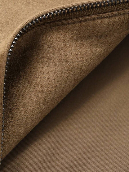 Brown Suede Faux Fur Jacket