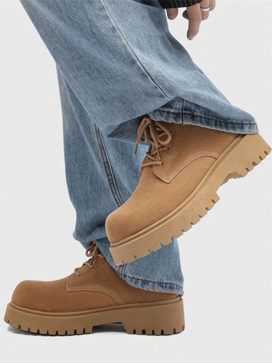 Retro High-Top Boots Khaki