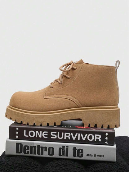 Retro High-Top Boots Khaki