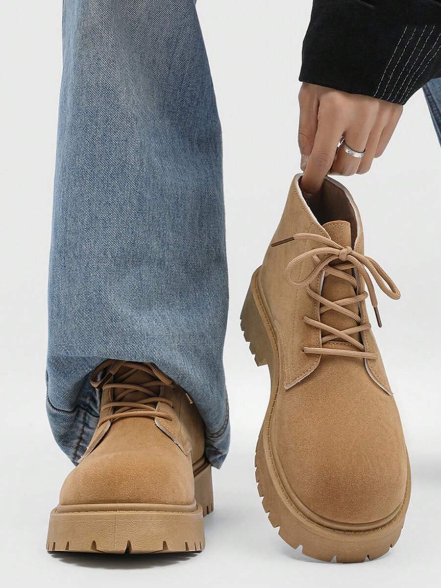 Retro High-Top Boots Khaki