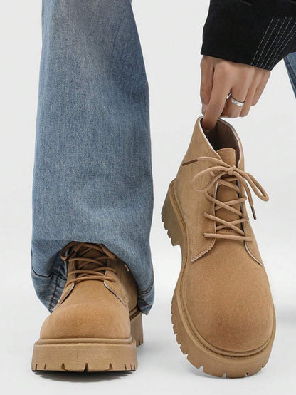 Retro High-Top Boots Khaki