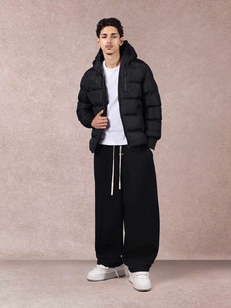 Black Puffer Jacket Insulated Coat