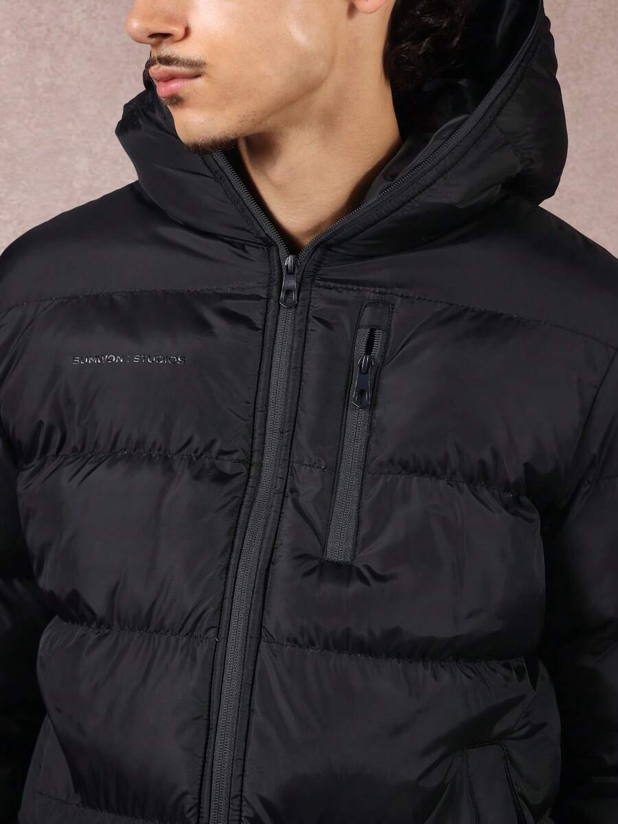 Black Puffer Jacket Insulated Coat