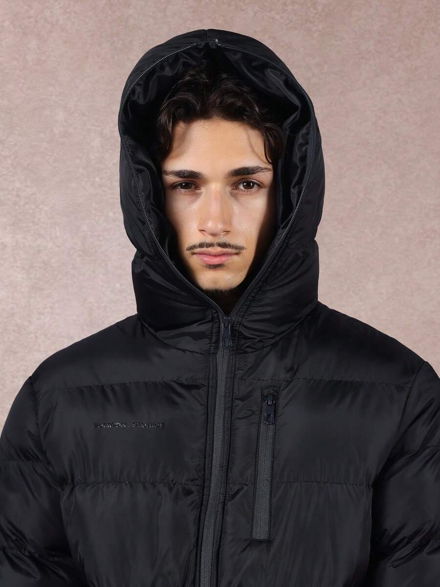 Black Puffer Jacket Insulated Coat