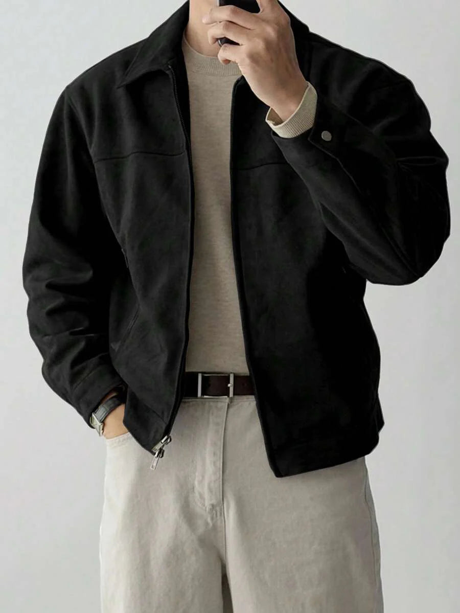 Brown Suede Faux Fur Jacket