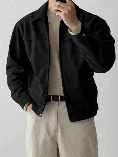 Brown Suede Faux Fur Jacket