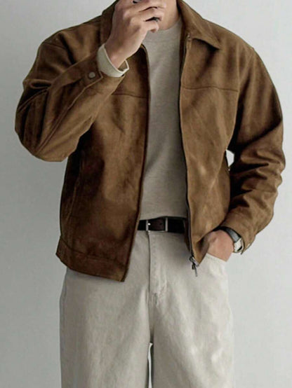 Brown Suede Faux Fur Jacket