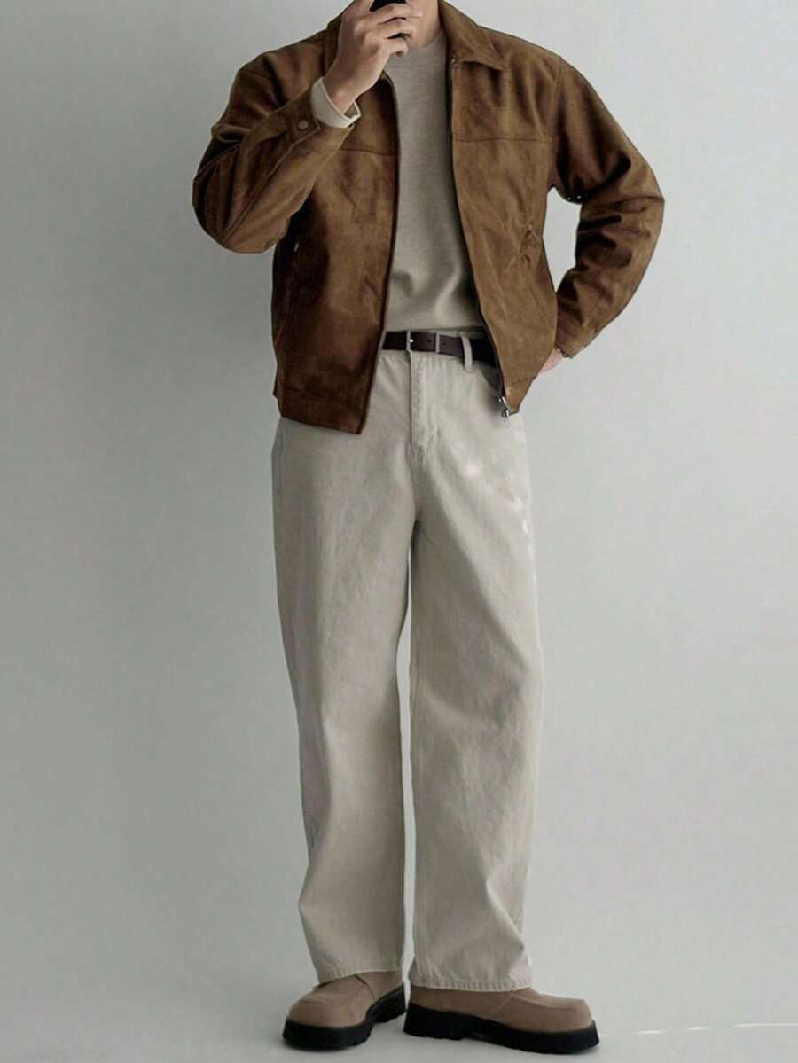 Brown Suede Faux Fur Jacket