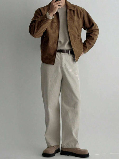 Brown Suede Faux Fur Jacket