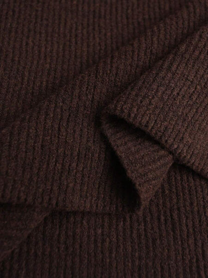 Casual Brown Cardigan Knit Wool