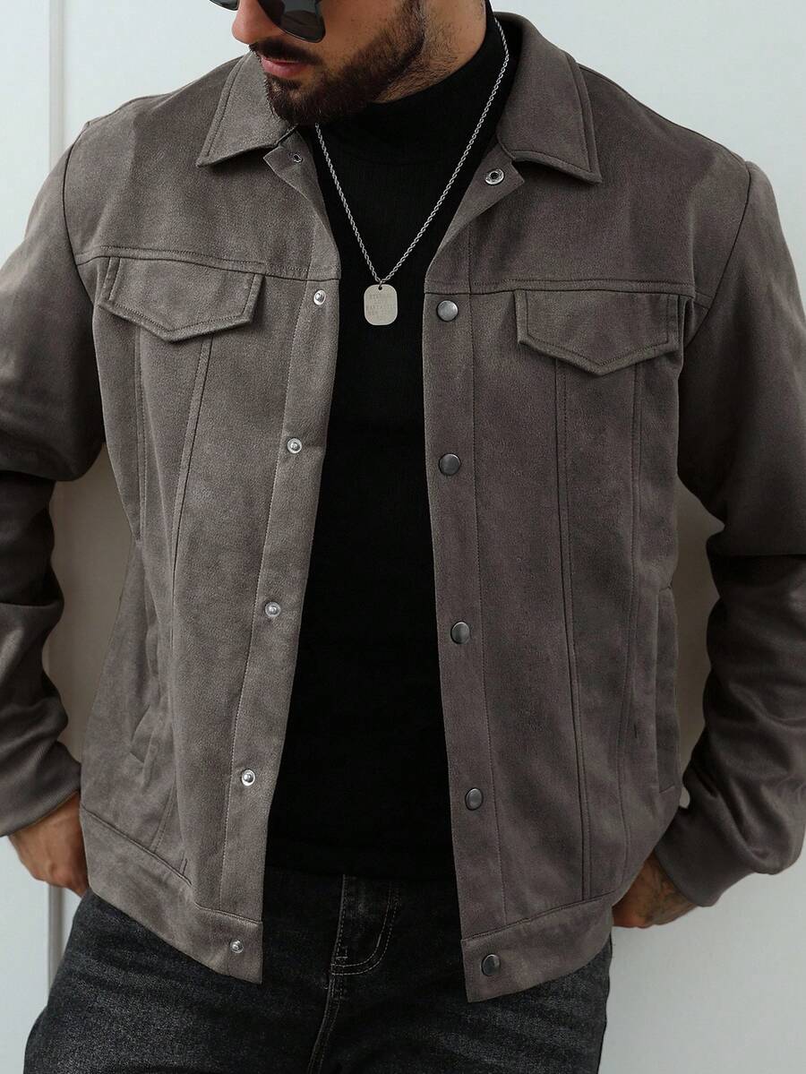 Vintage Leather Look Button Jacket