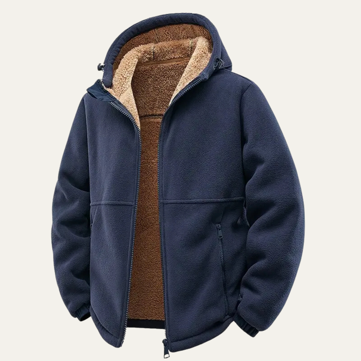 Men’s Hooded Sherpa Lined Full Zip Fleece Jacket