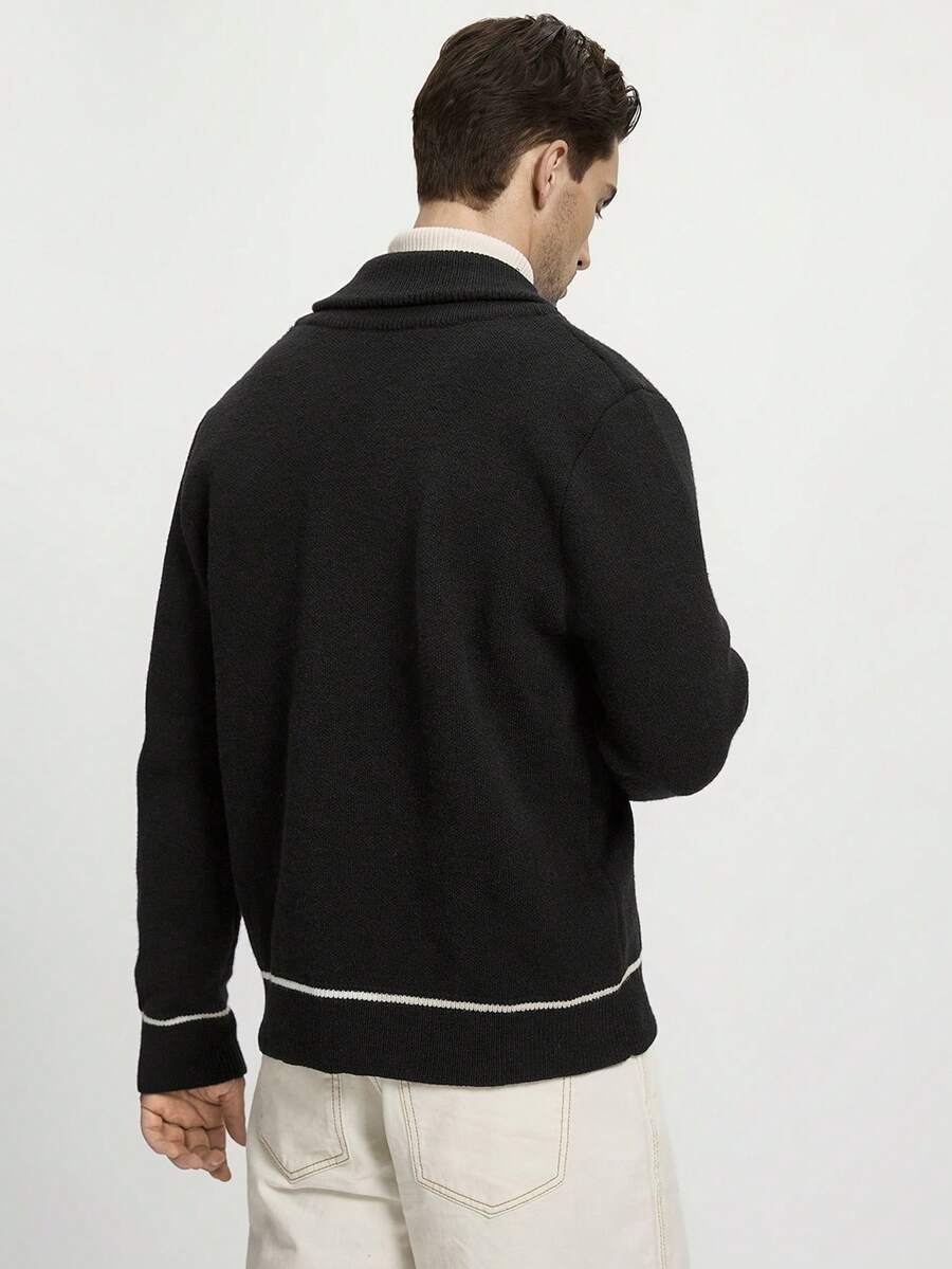 Black Embroidered Cardigan