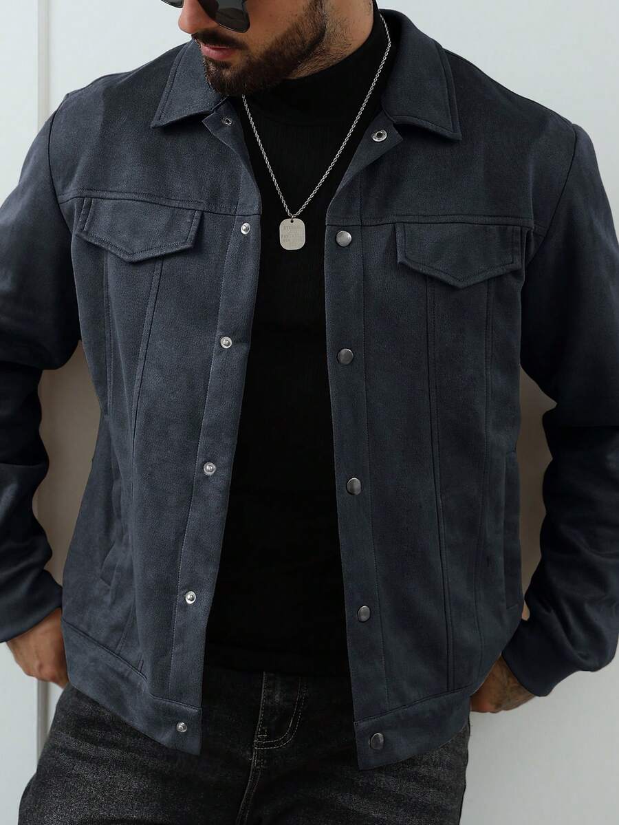 Vintage Leather Look Button Jacket