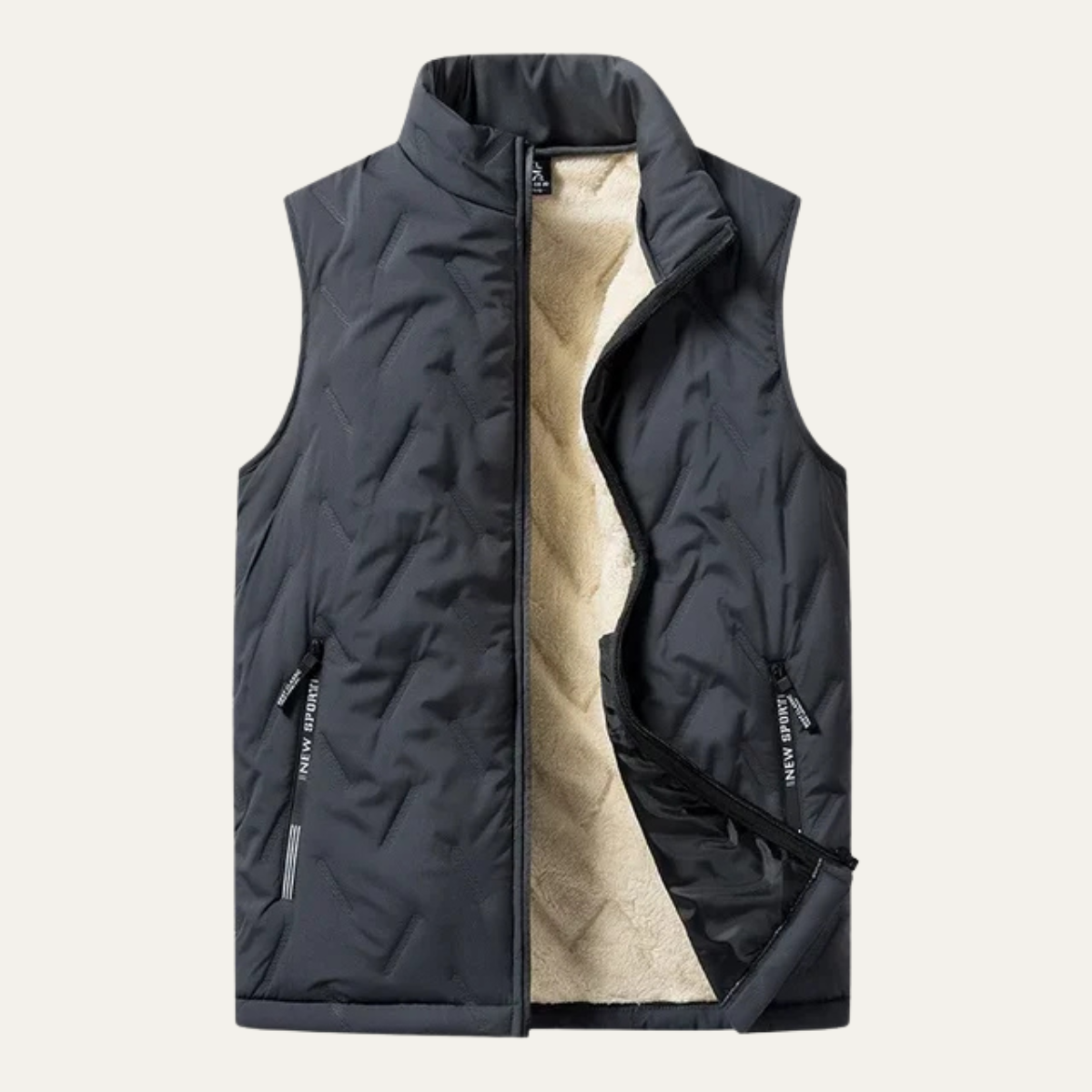 Men’s Quilted Shearling Lined Zip Vest