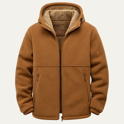 Men’s Hooded Sherpa Lined Full Zip Fleece Jacket