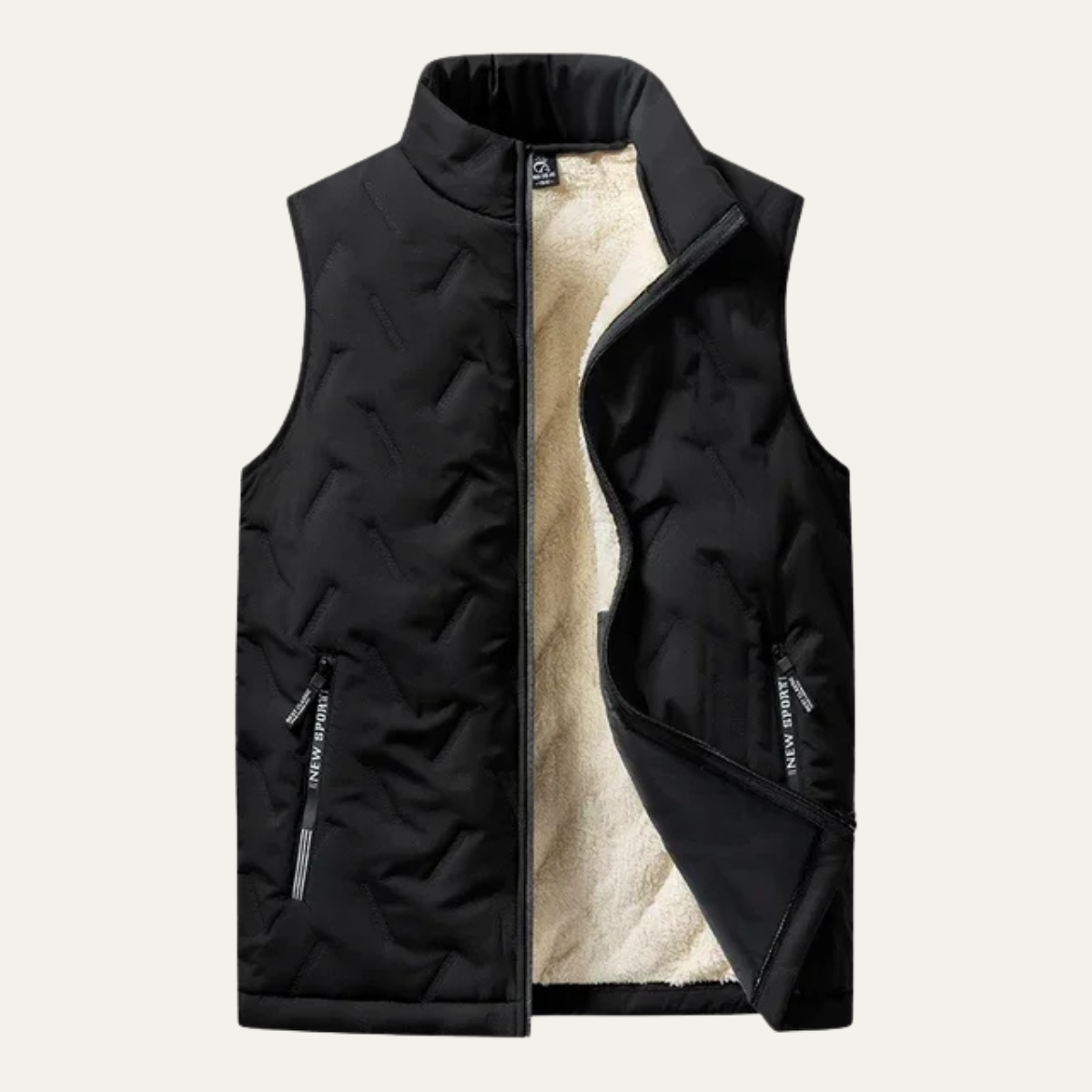 Men’s Quilted Shearling Lined Zip Vest