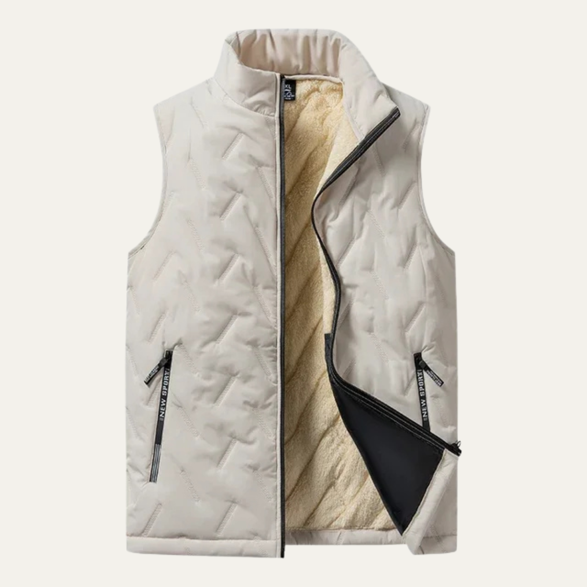 Men’s Quilted Shearling Lined Zip Vest