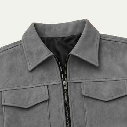 Men’s Suede Look Zip Shirt Jacket
