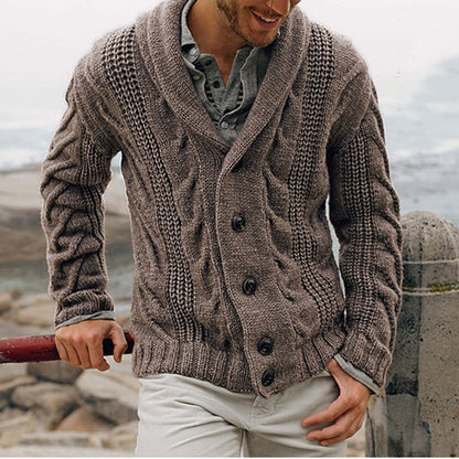 Cevori Chunky Knit Cardigan with Shawl Collar
