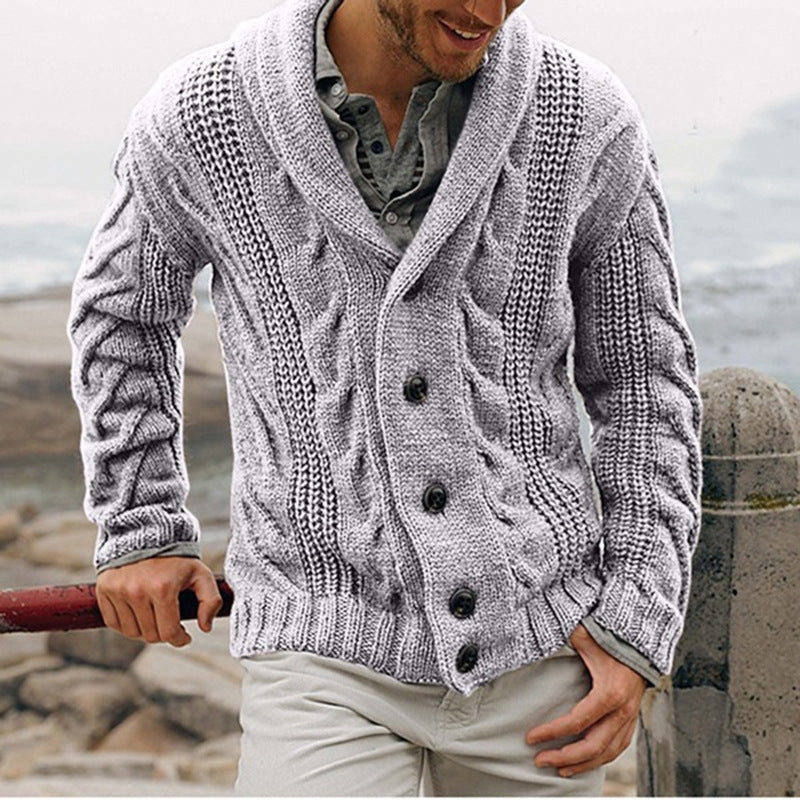 Cevori Chunky Knit Cardigan with Shawl Collar