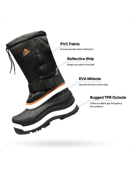Men’s Tall Rugged Winter Snow Boots with Strap and Drawstring