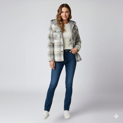 Elizabeth | Autumn Jacket - Hooded Plaid Outerwear for Women