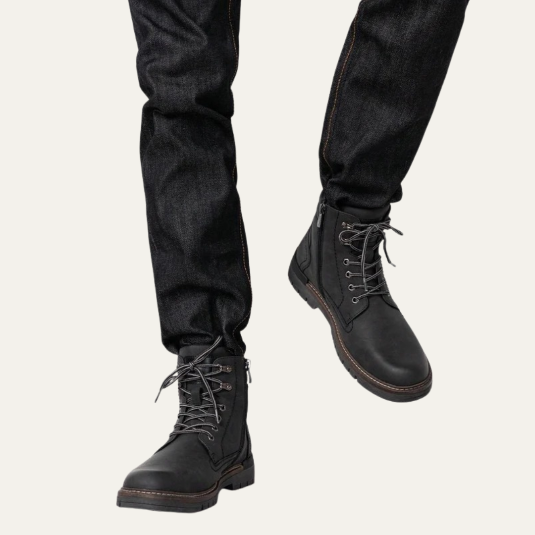 Men’s Military Style Lace Up Combat Boots with Lug Sole