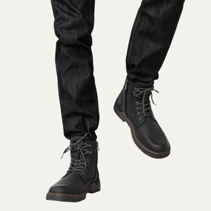 Men’s Military Style Lace Up Combat Boots with Lug Sole