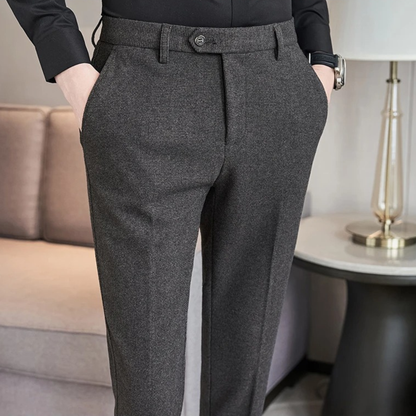 The Piacenza Men’s Slim Fit Smart Wool Blend Formal Trousers