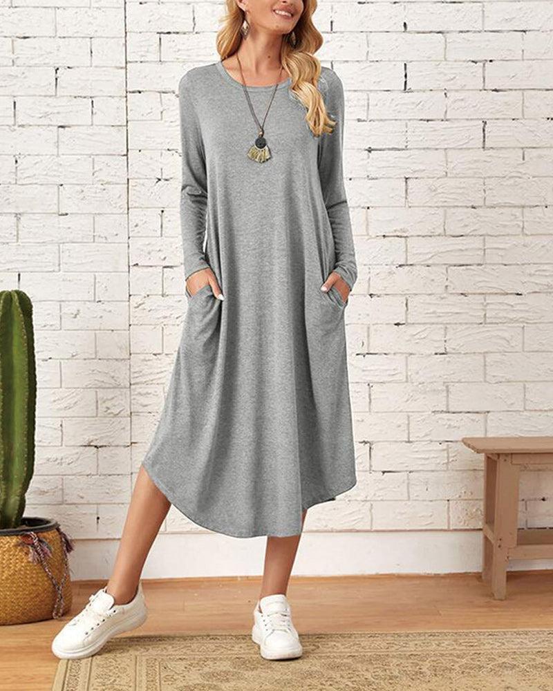 Comfy Women's Floral Midi Dress with Pockets - BritishElegance