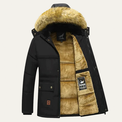 Men’s Heavy Quilted Fur Hood Winter Parka