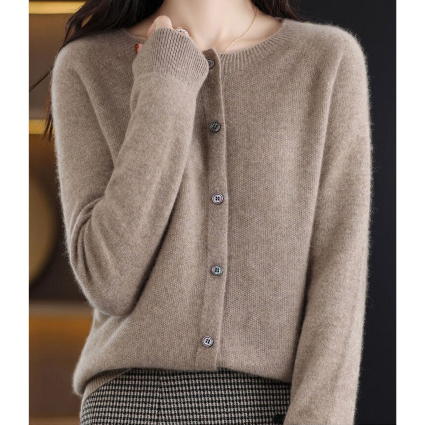 Soft Crew Neck Winter Cardigan Sweater