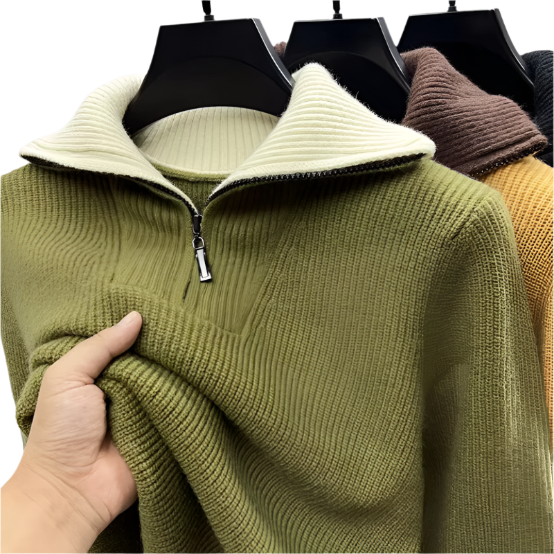 Men’s Ribbed Quarter Zip Knit Sweater
