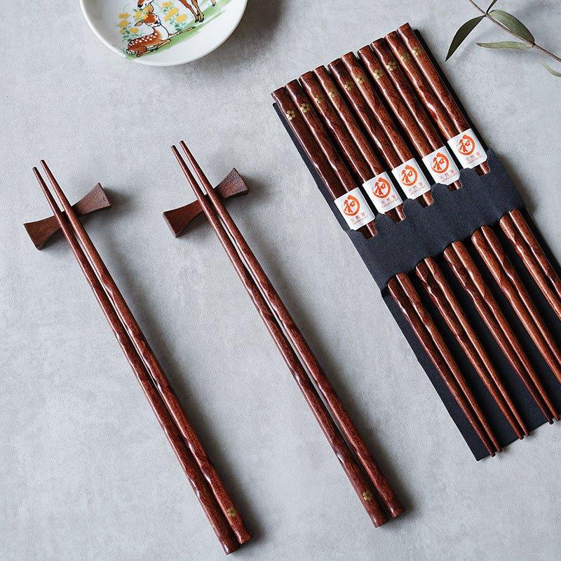 Japanese Style Cherry Wood Chopstick Set - BritishElegance
