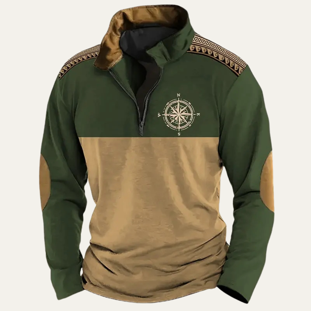 The Pescara Men’s Vintage Embroidered Compass Quarter Zip Jumper