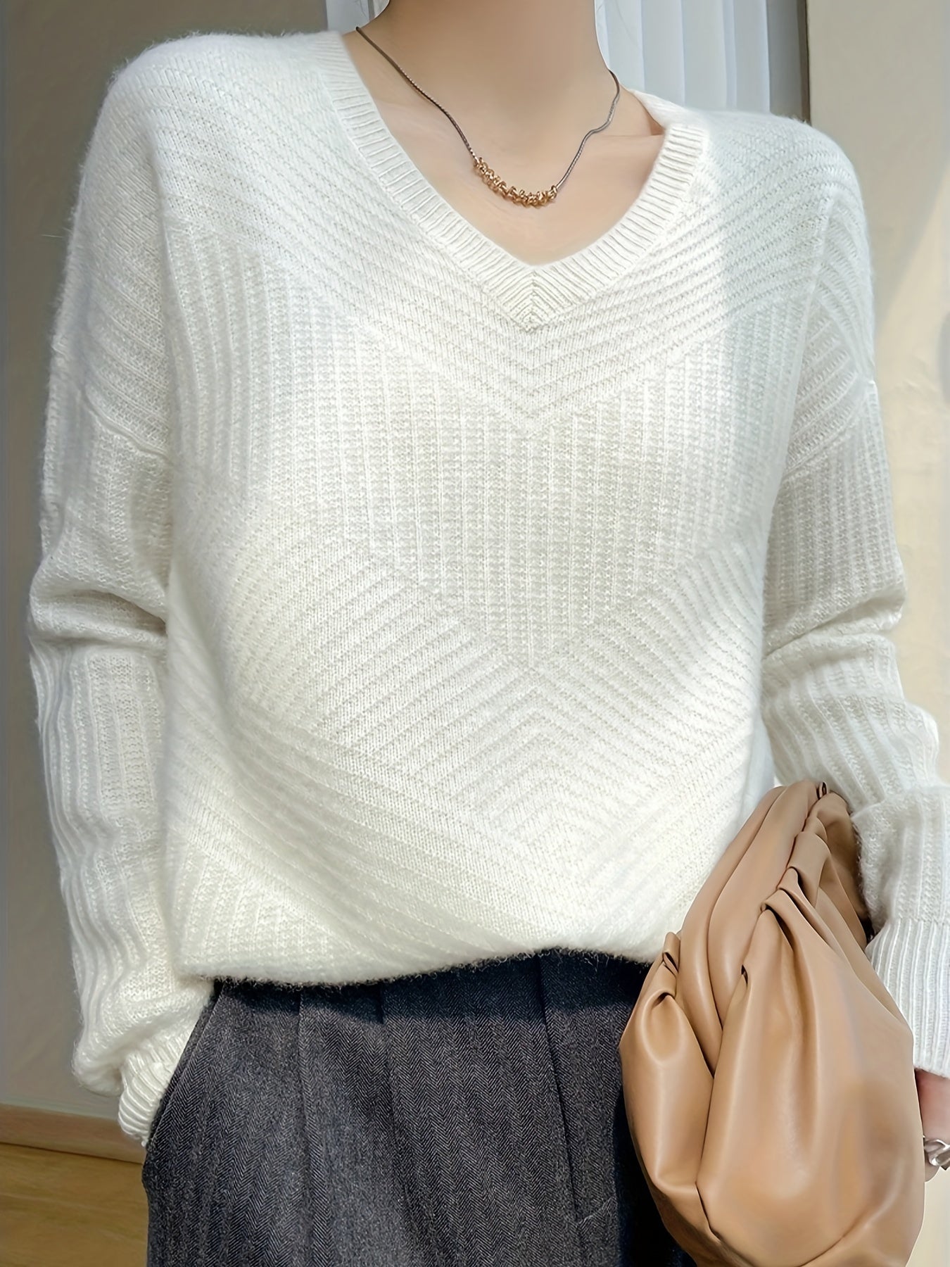Classic Crew Neck Wool Sweater for Women - BritishElegance