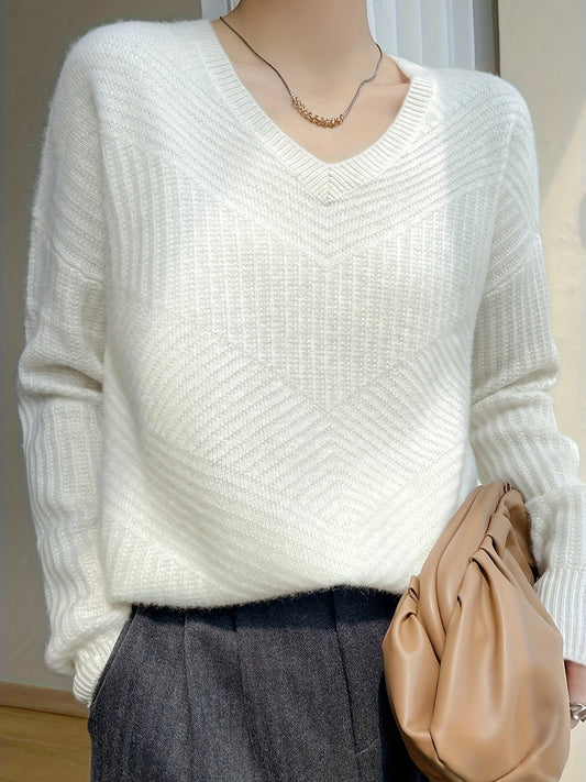 Classic Crew Neck Wool Sweater for Women - BritishElegance