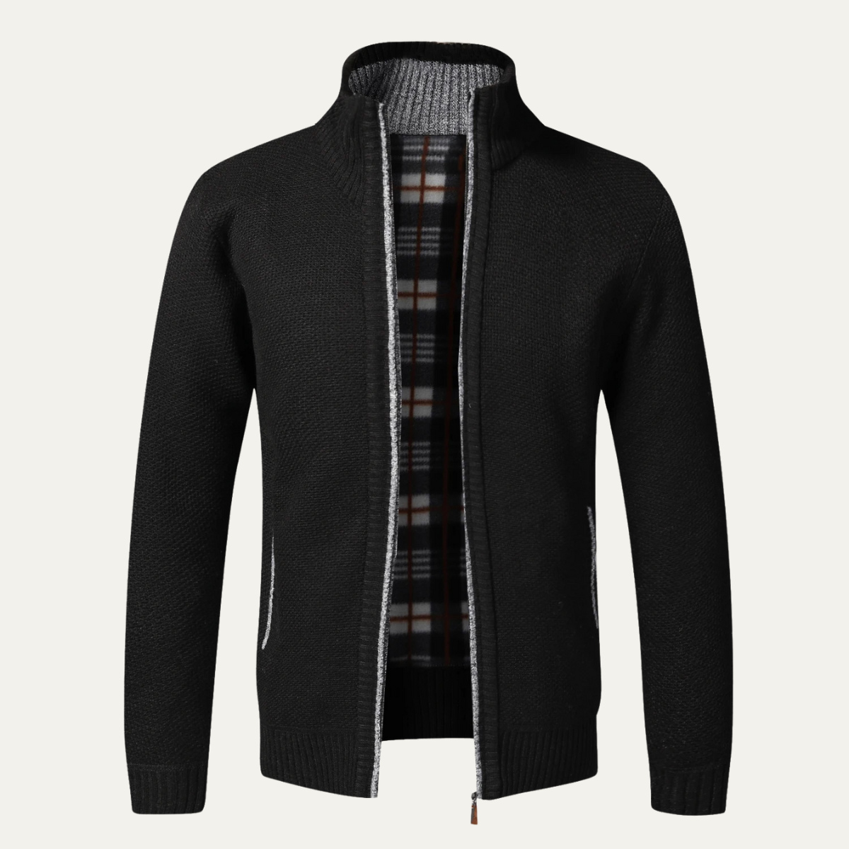 Men’s Textured Full Zip Knit Cardigan Jacket
