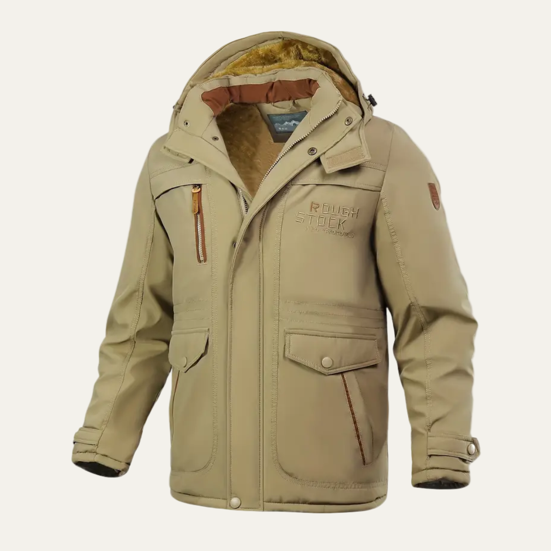 Men’s Insulated Outdoor Parka with Hood and Utility Pockets