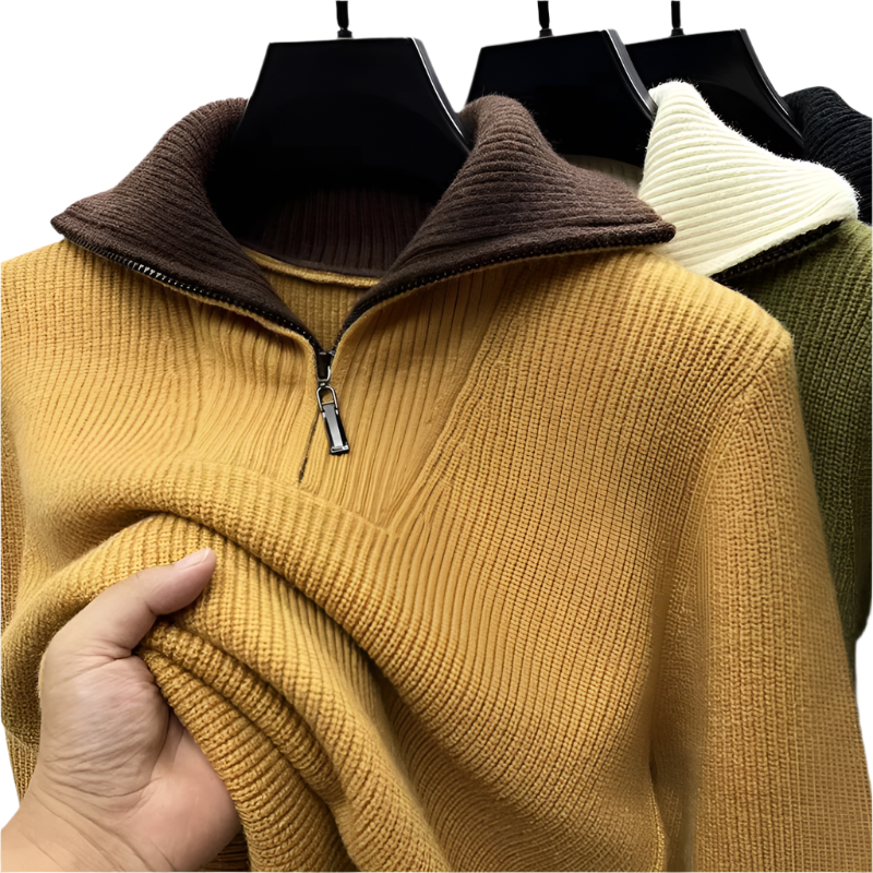 Men’s Ribbed Quarter Zip Knit Sweater