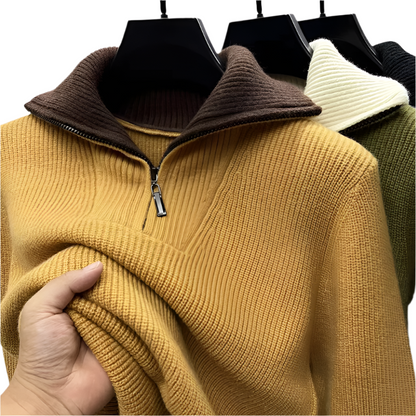 Men’s Ribbed Quarter Zip Knit Sweater