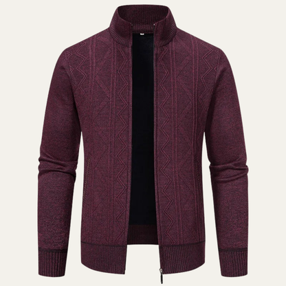 The Chianti Men’s High Neck Winter Zip Up Knit Cardigan