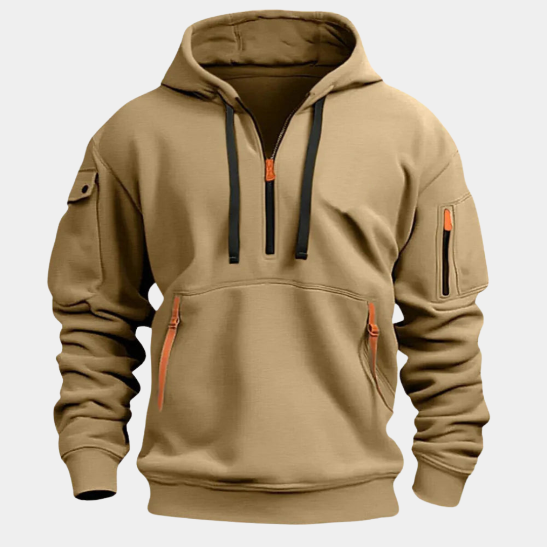 Men’s Multi Pocket Fleece Hooded Casual Shirt