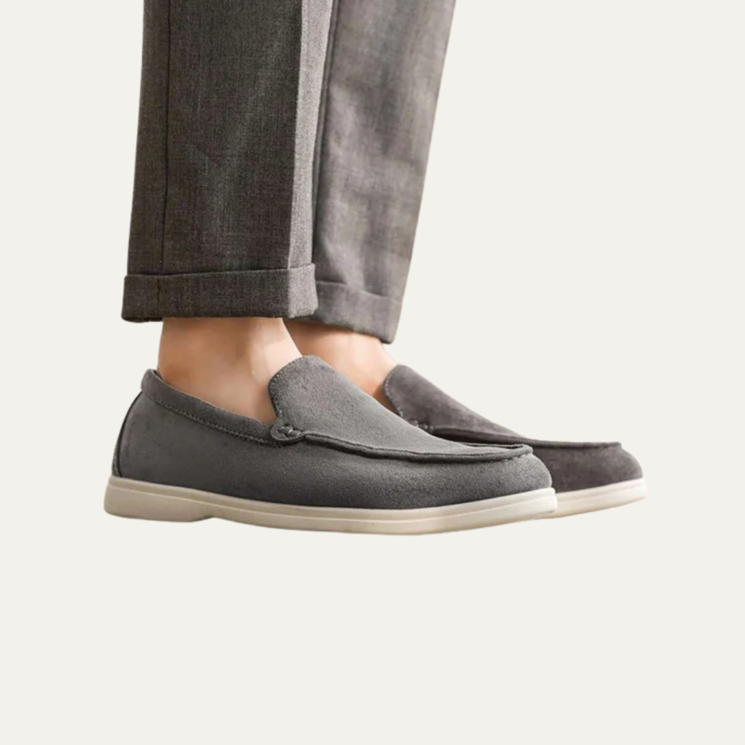 Men’s Suede Driving Moccasins with Metal Keeper Detail