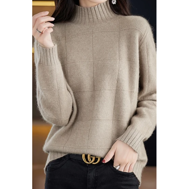 Warm Plaid Water Resistant Turtleneck Sweater