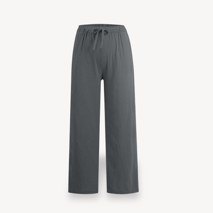 Women's Linen Wide-Leg Pants - Drawstring, Casual