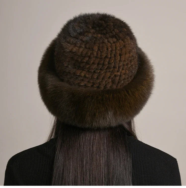 Soft Mink Fur Winter Hat for Warmth