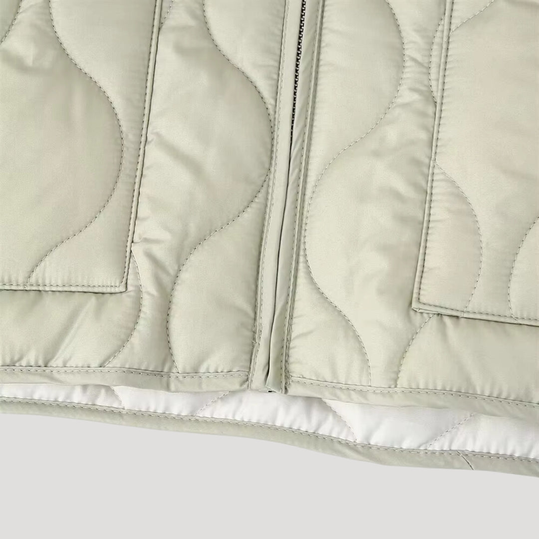 Women’s Wave Quilted Collarless Zip Jacket