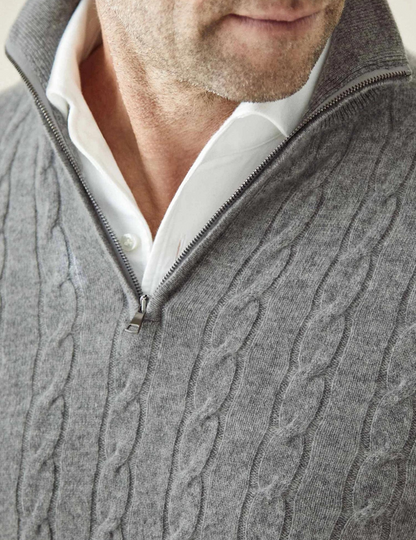 Cable Knit Zipper Sweater